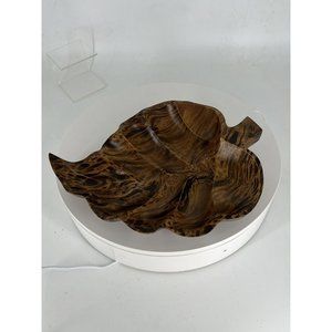 Hand Carved Teak Wooden Leaf Shaped Bowl Dish
